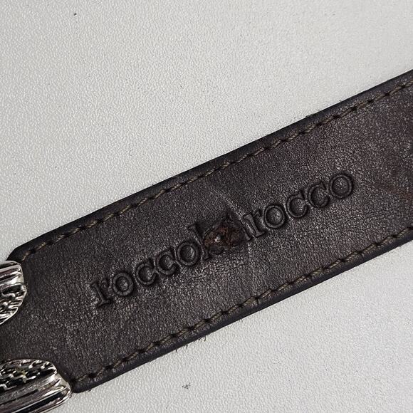 Vintage Roccobarocco Brown Leather Belt Embellished Western Cowboy Belt Small main image 3